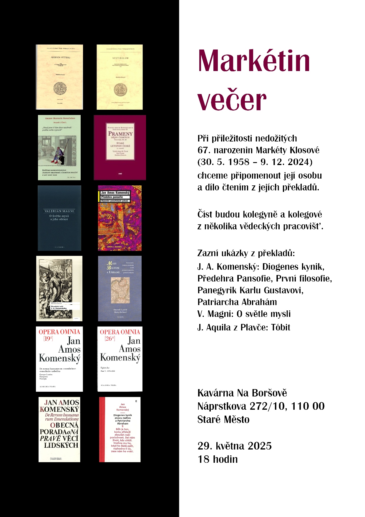 Pozvánka Markétin večer 29.5.2025 small