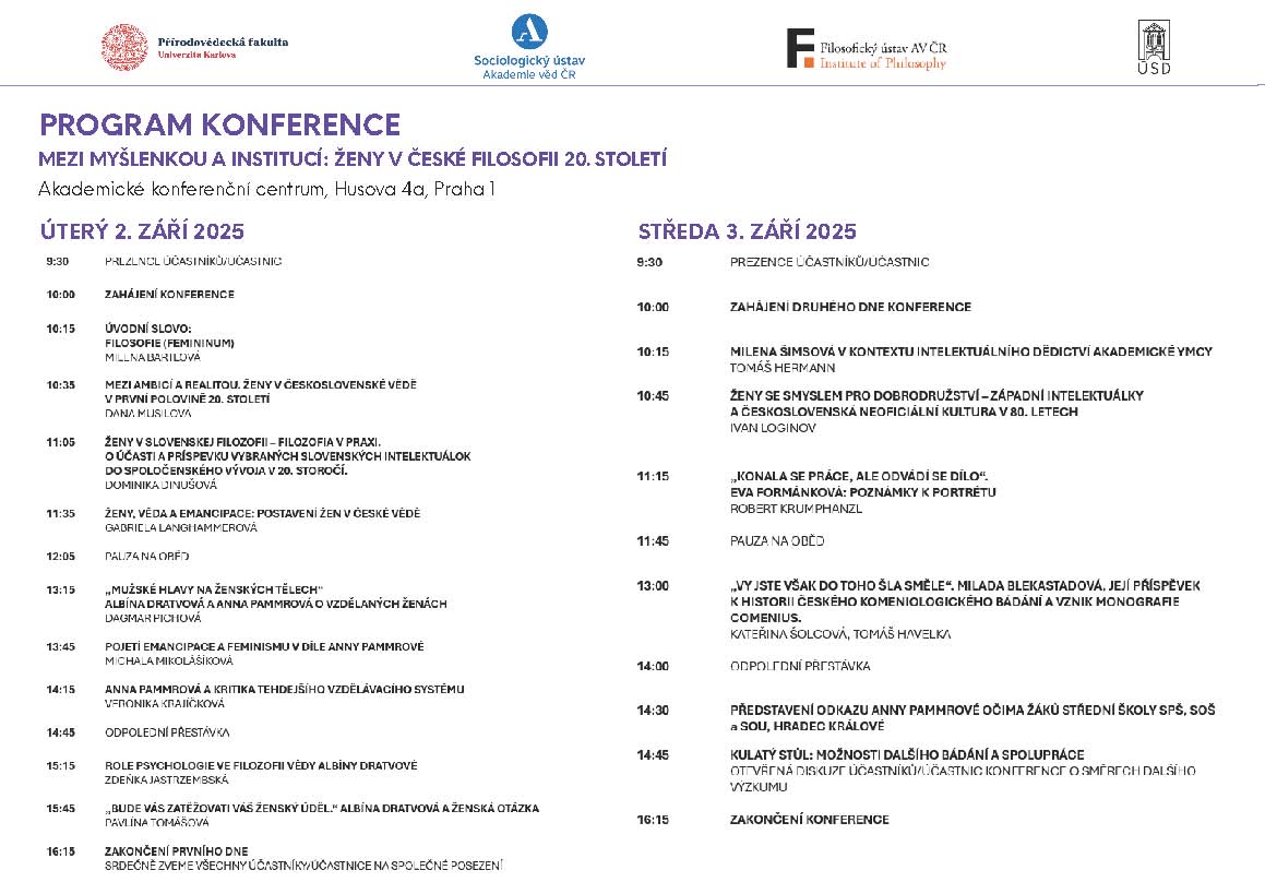 Program konference Zeny v ceske filosofii IX 2025 Stránka 2